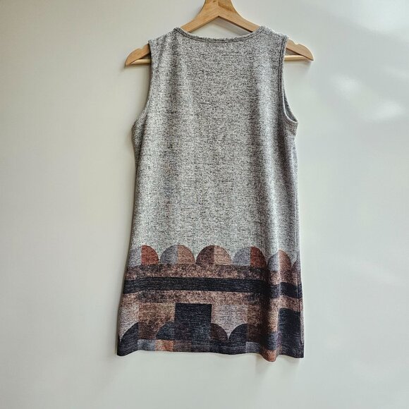 Sleeveless Gray Tunic Top With Abstract Hem Design By Isle - Picture 2 of 8